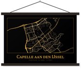 Posterhanger incl. Poster 120x80 cm - Schoolplaat - Kaart - Capelle aan den IJssel - Zwart - Goud - Textielposter - Zwarte latten