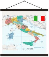 Affiche scolaire - Carte d'Italie - 40x40 cm - Lattes noires