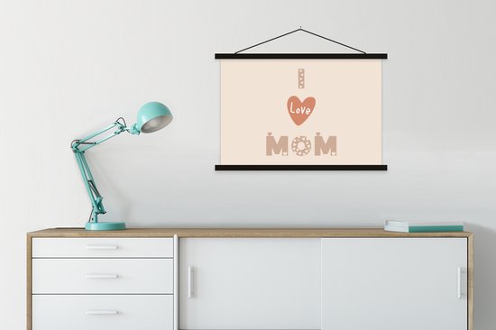 Porte-affiche avec affiche - Affiche scolaire - Dictons - J'aime maman - Citations - Maman - 90x60 cm - Lattes noires