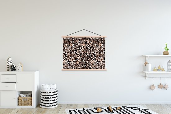 Porte-affiche avec affiche - Affiche scolaire - Imprimé panthère - Taches - Marron - Zwart - 120x90 cm - Lattes transparentes