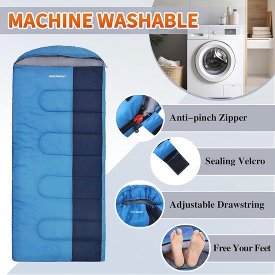 XL slaapzak 10 ℃ voor volwassenen - machinewasbaar en ideaal voor 3-4 seizoenen - perfect voor camping en wandelen van Merkloos — afbeelding 2