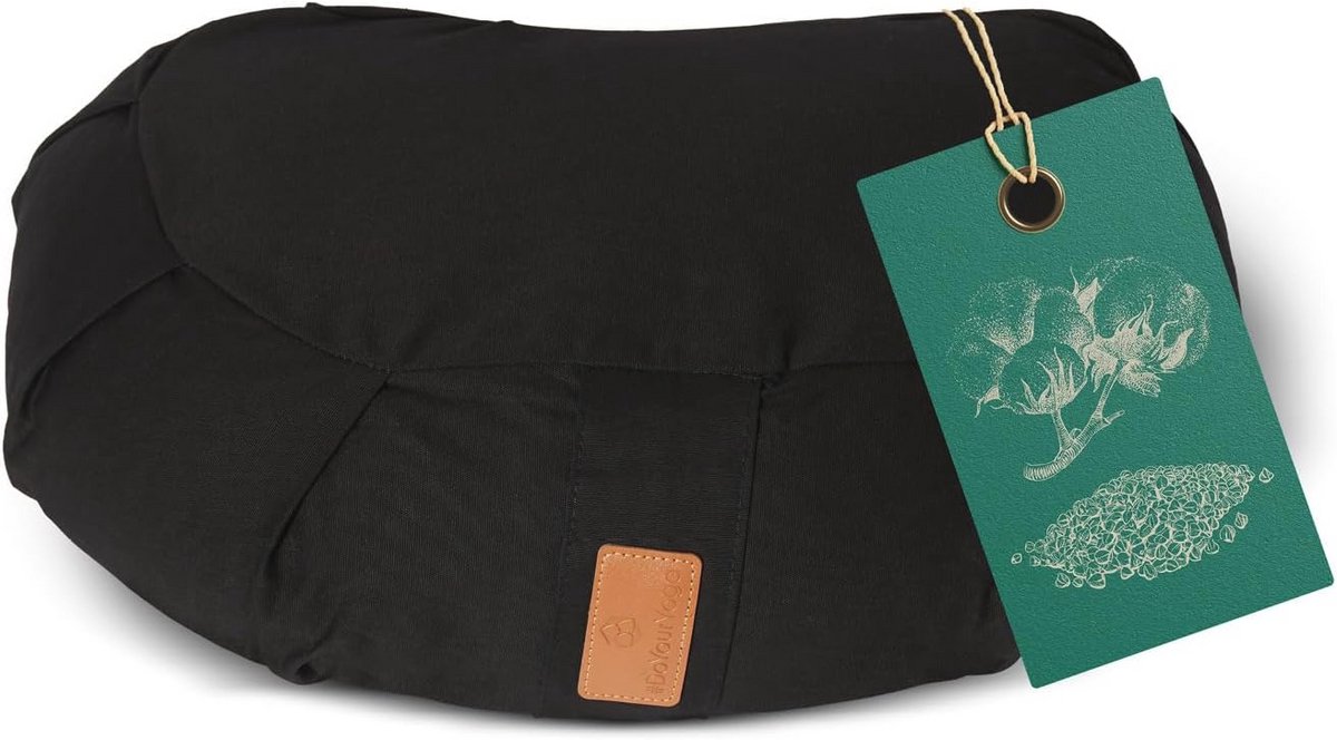 Halve Maan Kussen voor Yoga en Meditatie – Ergonomisch Zitzak met Biologische Vulling – 45 x 30 x 14 cm