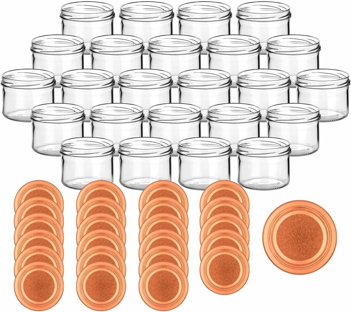 Set van 24 Weckpotten 230 ml rond met schroefdeksel
