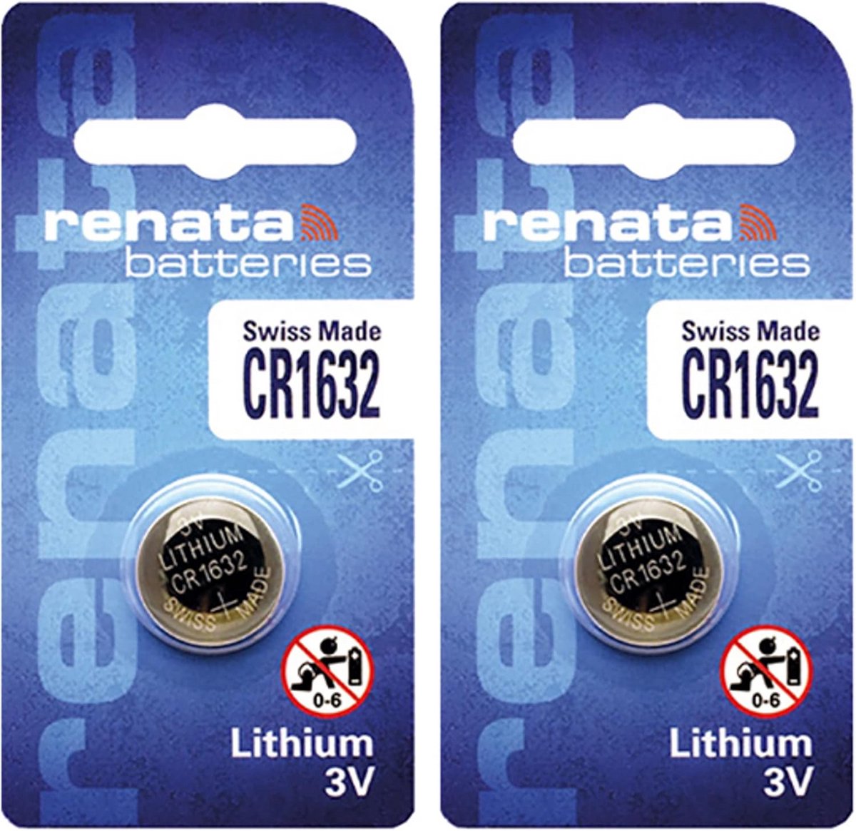 Knoopcel Batterij CR1632 137mAh 3V - 2 Stuks