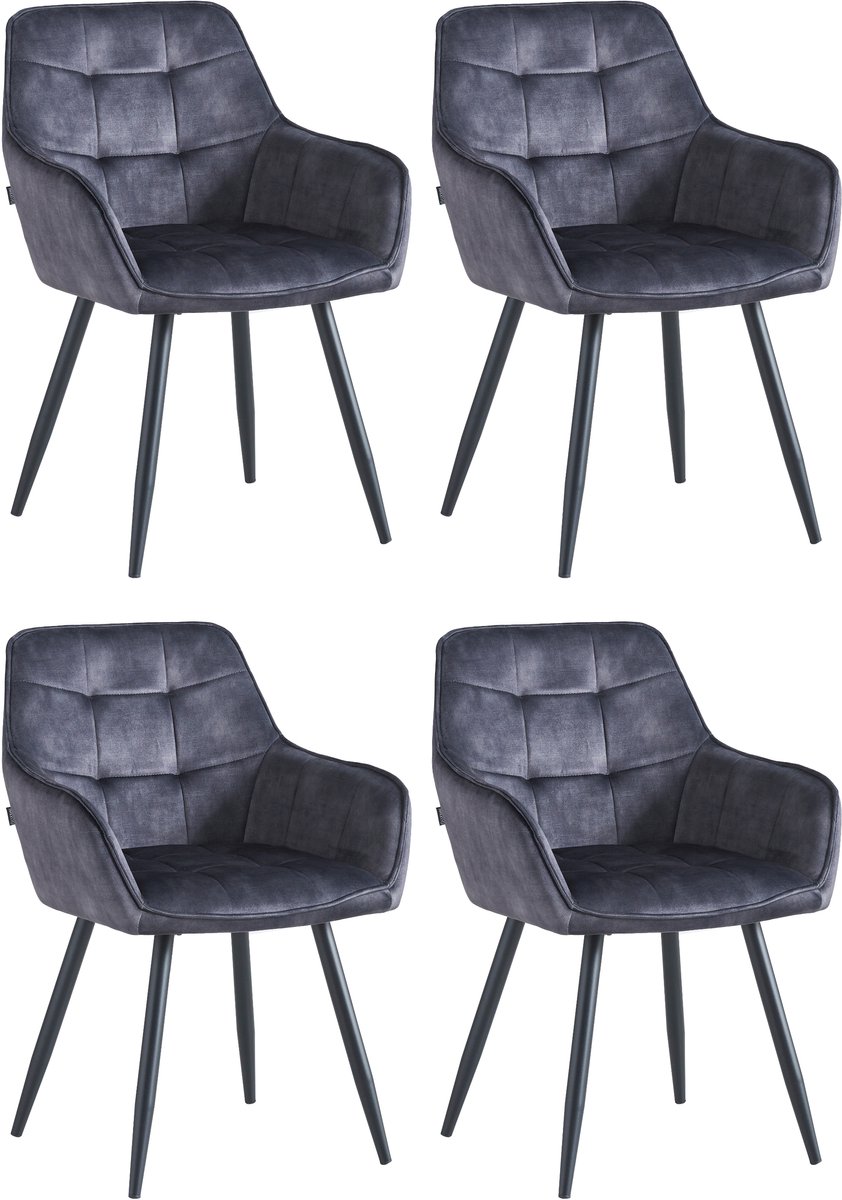 Colenis Oriana Eetkamerstoel - Set Van 4 - Antraciet - Adoré Velvet - Design