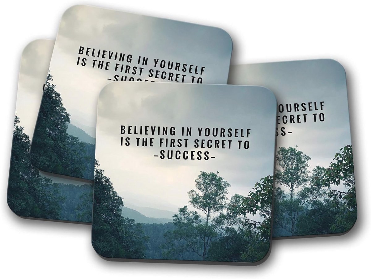 Inspirerende Onderzetters met Motivatiecitaat - Set van 4