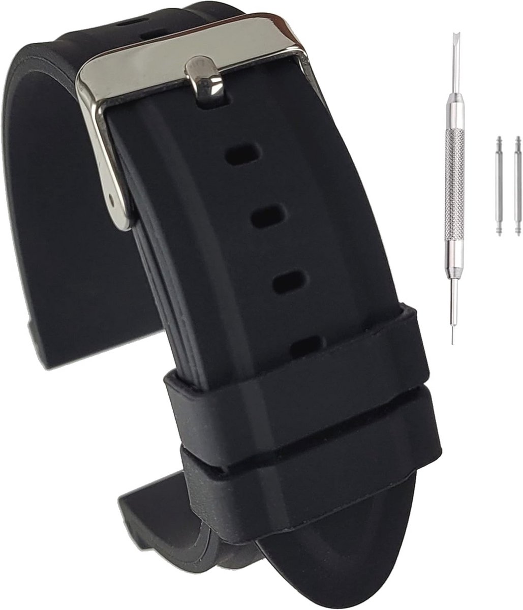 Siliconen horlogeband 18mm 20mm 22mm 24mm - zwart, oranje, marineblauw - superzacht met middenrand ontwerp