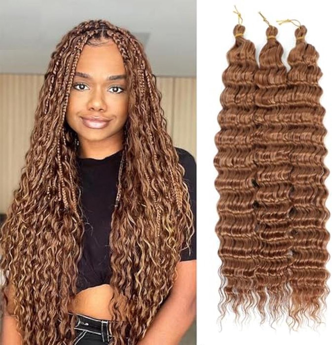 Diepe Golf Vlecht Haar - 3 Pakketten van 22 Inch Wavy Vlecht Haar Voor Vrouwen