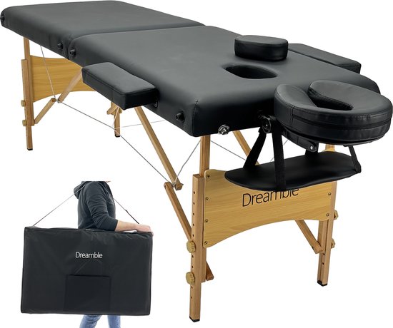 Dreamble - Mobiele Massagetafel - 2 zones - 5cm - Zwart + Draagtas