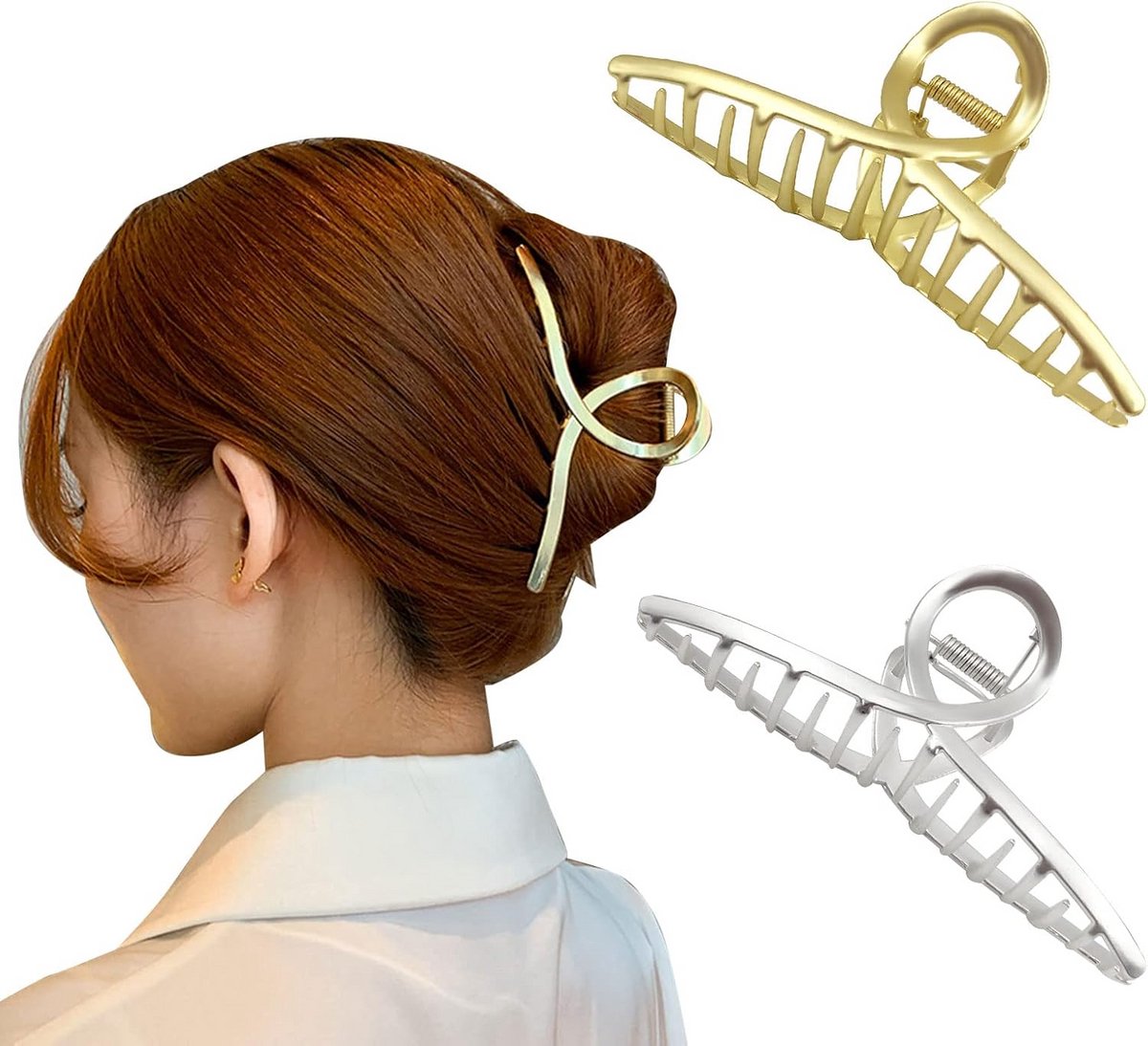 Grote haarclips voor dik haar - Antislip speldenset in goud en zilver