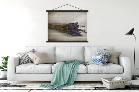Porte-affiche avec affiche - Affiche scolaire - Bouquet de lavande séchée - 120x90 cm - Lattes noires