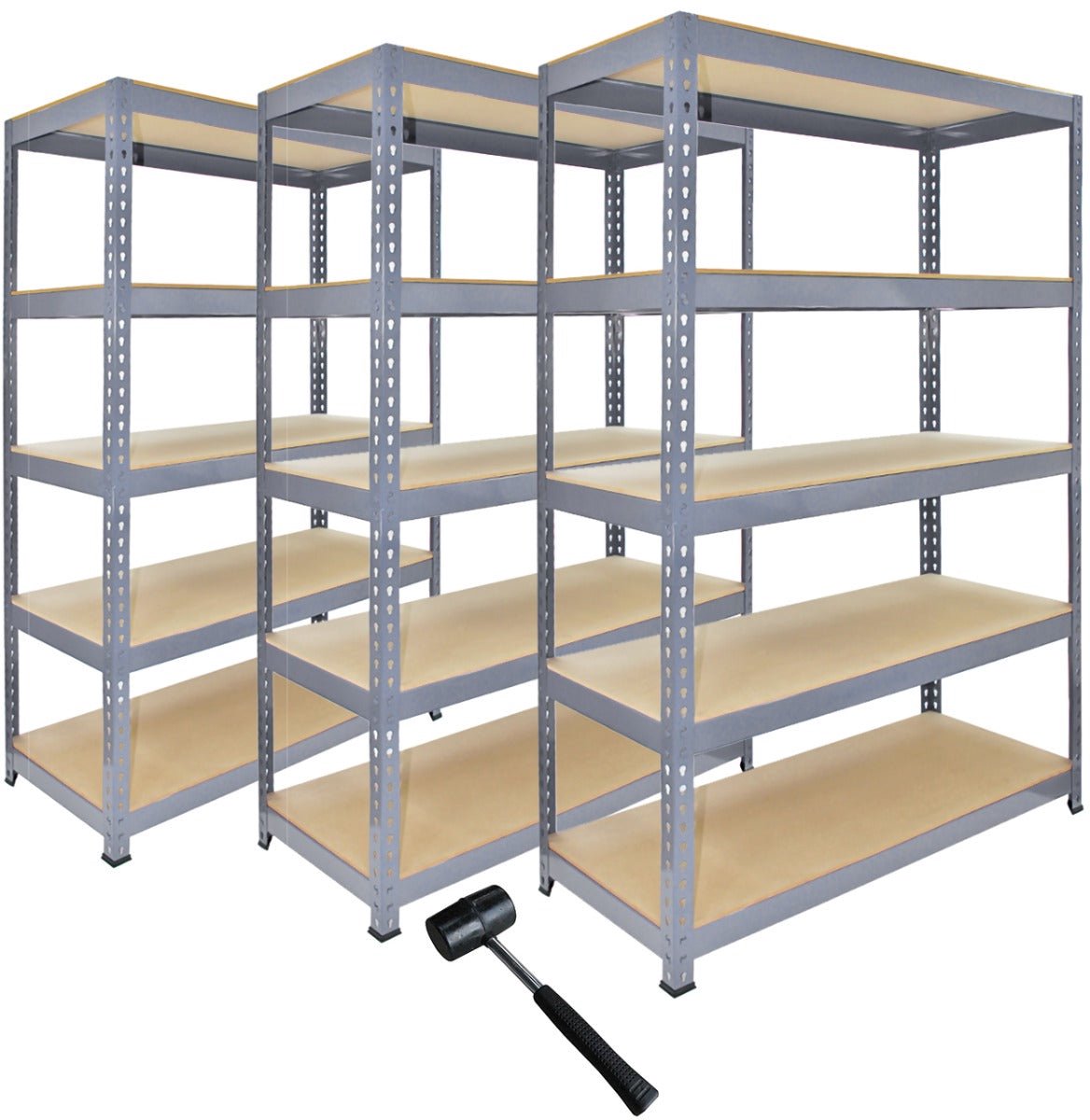 3 x Grijze Heavy Duty 5-Laags Stelling 120cm
