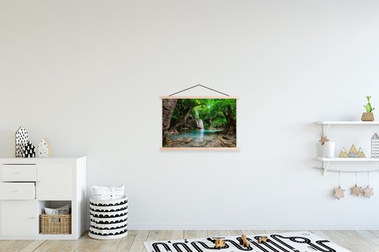 Erawan Waterfall in Kanchanaburi Thailand affiche textielposter lattes vierges 60x40 cm - Tirage photo sur plaque scolaire (décoration murale salon / chambre)