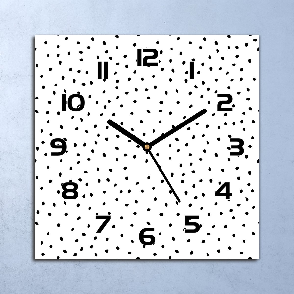 Coloray Wandklok - Kleine puntjes Glazen Wandklok - 30x30 cm - Marine Wandklok - Wandklok Vierkant - Wandklok Industrieel - Wandklok Keuken - Stille Wandklok