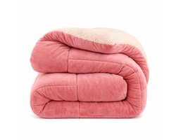 Warm Winter Dekbed Plaid fleece sherpa – Extra dik_Comforter_150*200_Roze_3,5KG
