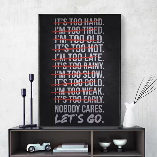 Canvas poster – Motivatieposter – Motivational poster – Let’s go – Inspirerende tekst – Krachtige quote – Moderne wanddecoratie – Canvas wanddecoratie – Zonder lijst – 30x40 cm