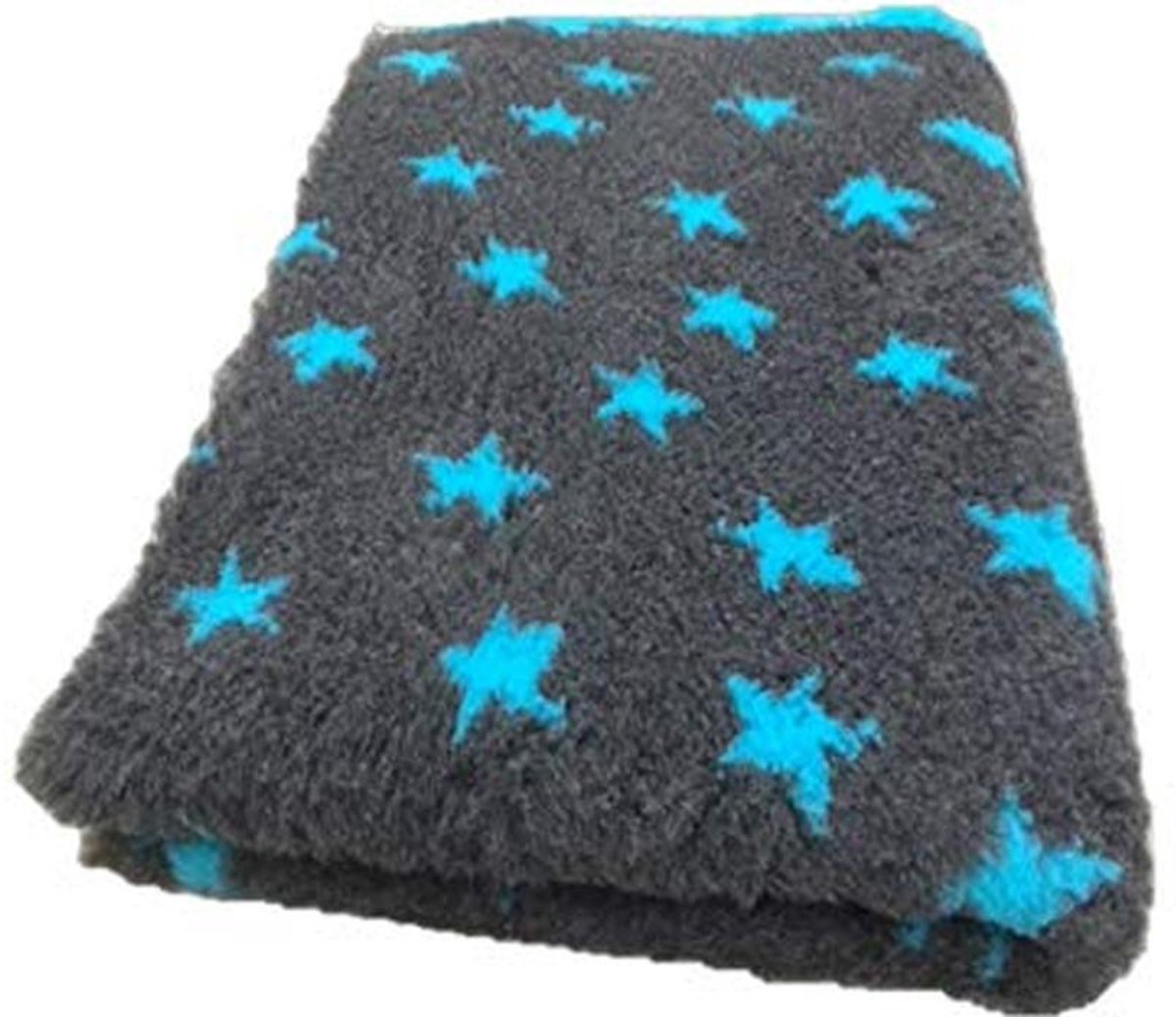 Douchebed voor Honden - Antraciet met Sterren in Turquoise - 100 x 150 cm