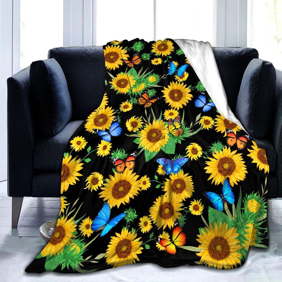 Zachte flanellen bloem dekens voor slaapkamer en woonkamer 127 x 101 cm