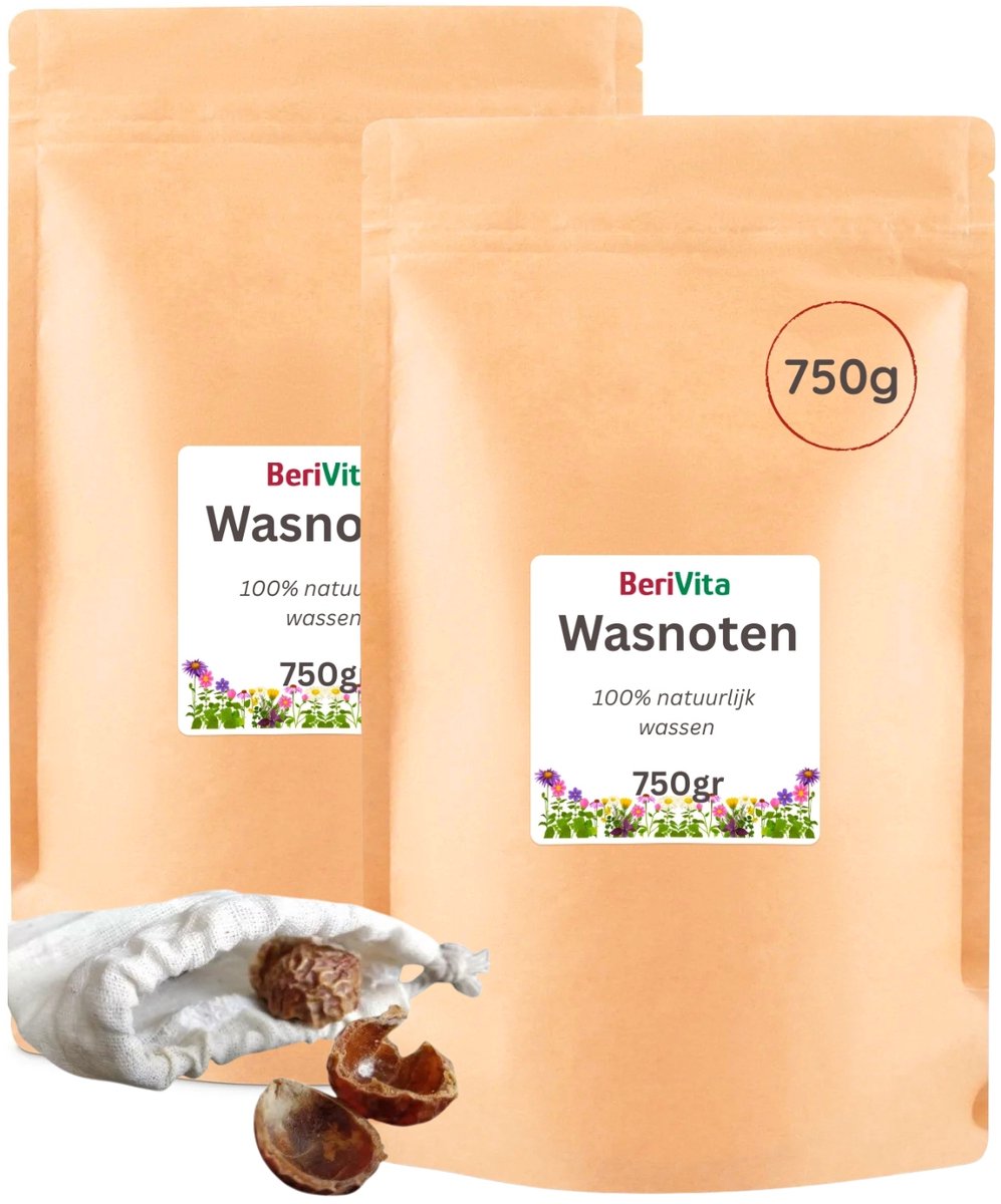 Wasnoten 1,5kg met 2 Waszakjes - Zeepnoten - Natuurlijk Wassen - 2x750gr