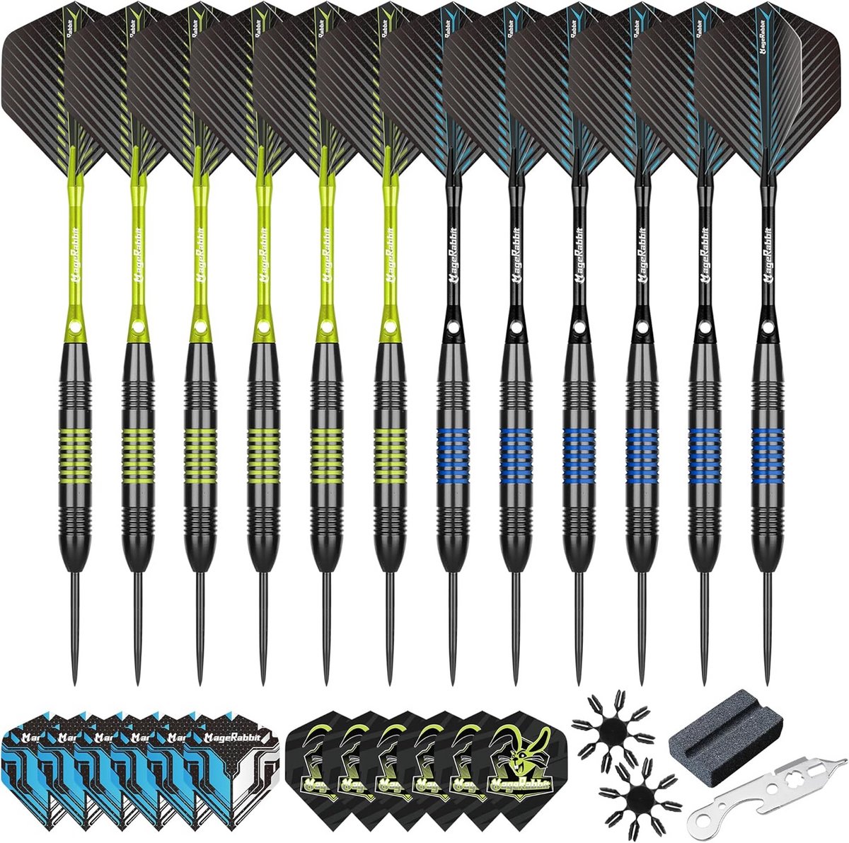 Professionele Stalen Darts Set met Extra Vluchten en Schachten - 12 Stuks voor Dartboard