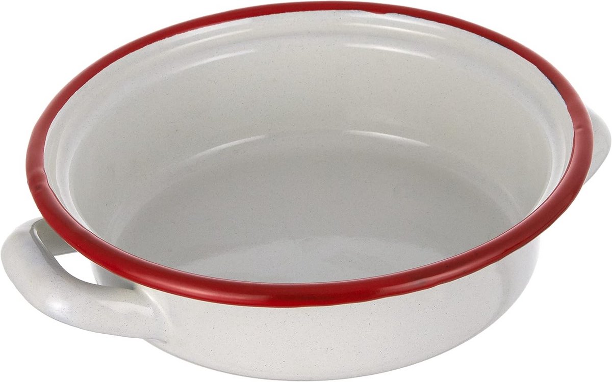 Omeletvorm 14 cm - Geëmailleerd Staal in Wit/Rood