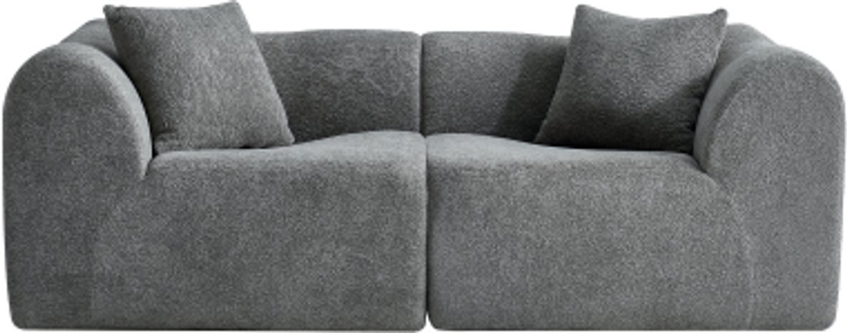 in& out door furniture Modern 2-zits fluwelen sofa met kussens – Ruimtebesparende loveseat voor woonkamer, kantoor, appartement – Zacht compressiedesign-Grijs