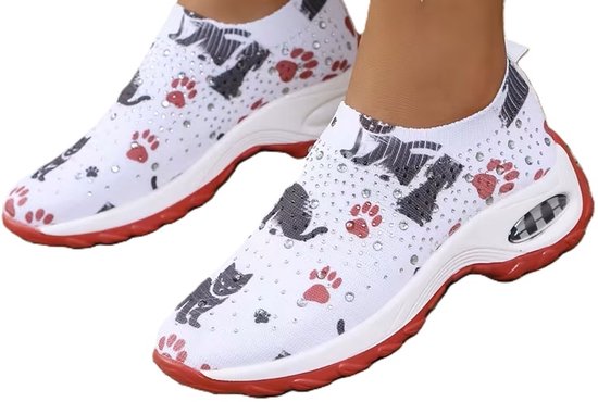 Chaussures - chatons - chats - imprimé chat - petites pierres - casual - léger - mocassins - taille 35