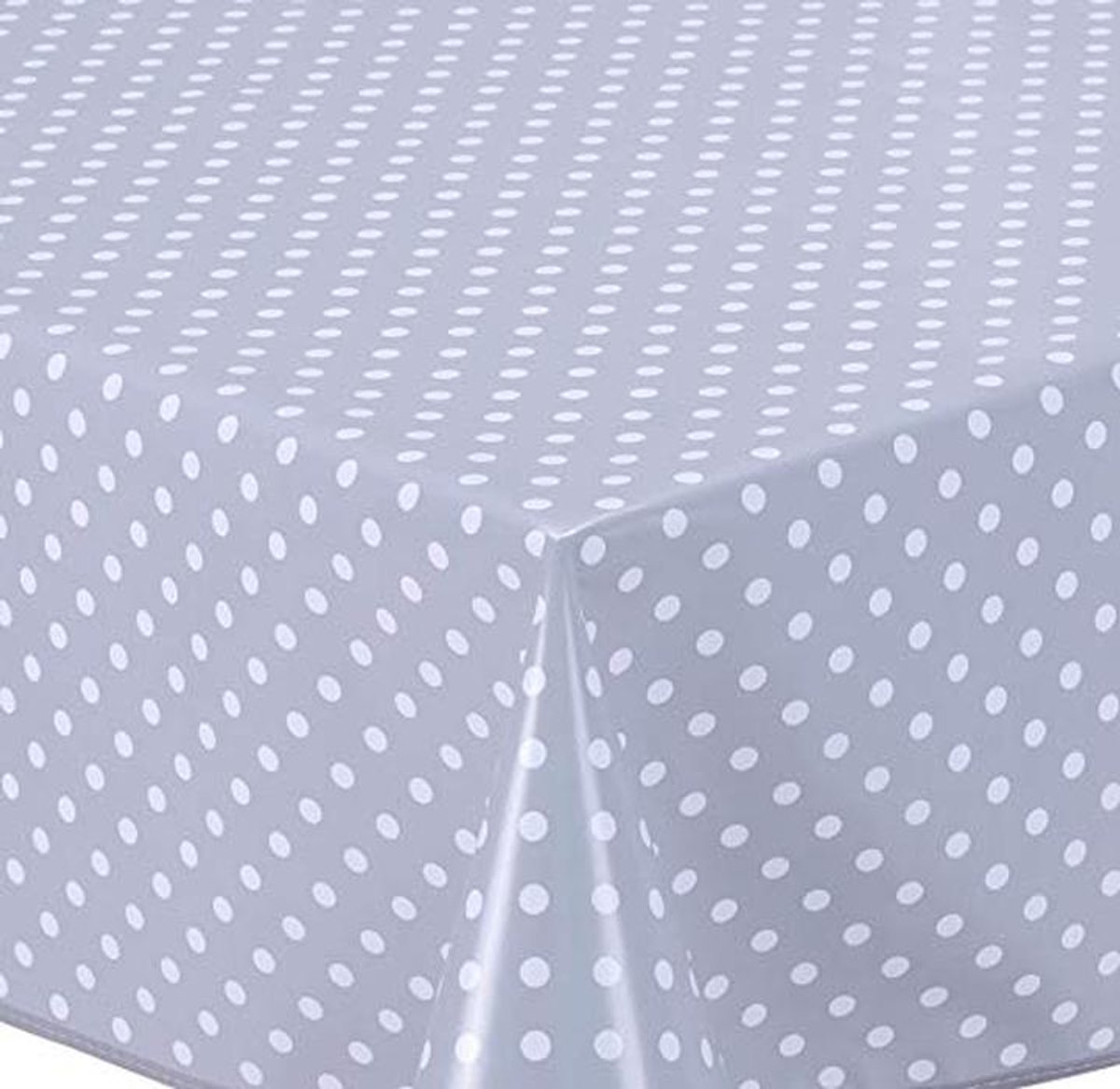 Lichtgrijs Rechthoekig PVC Tafelkleed met Kleine Stippen - 140 x 240 cm