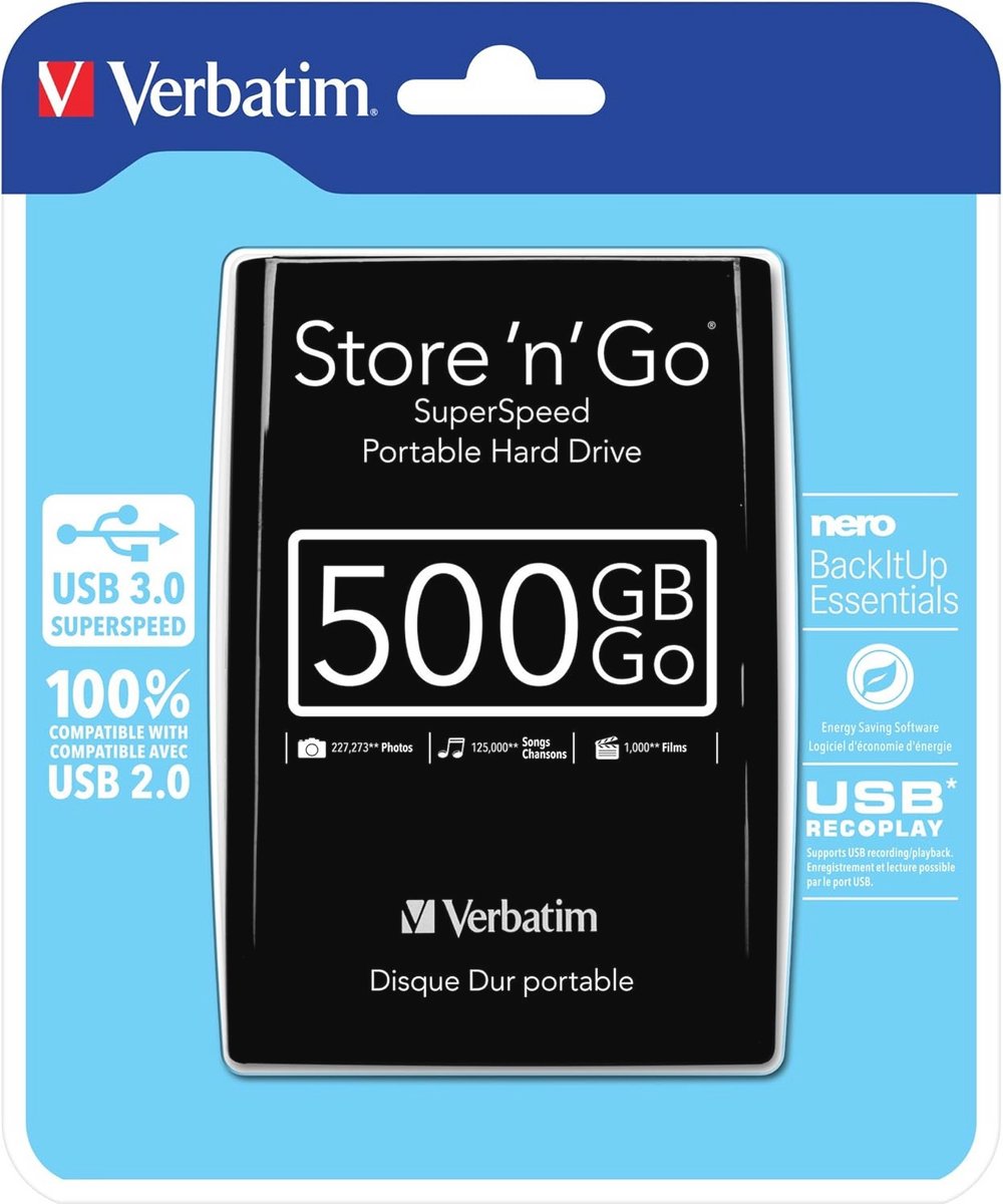 500 GB USB 3.0 Externe Harde Schijf in Zwart