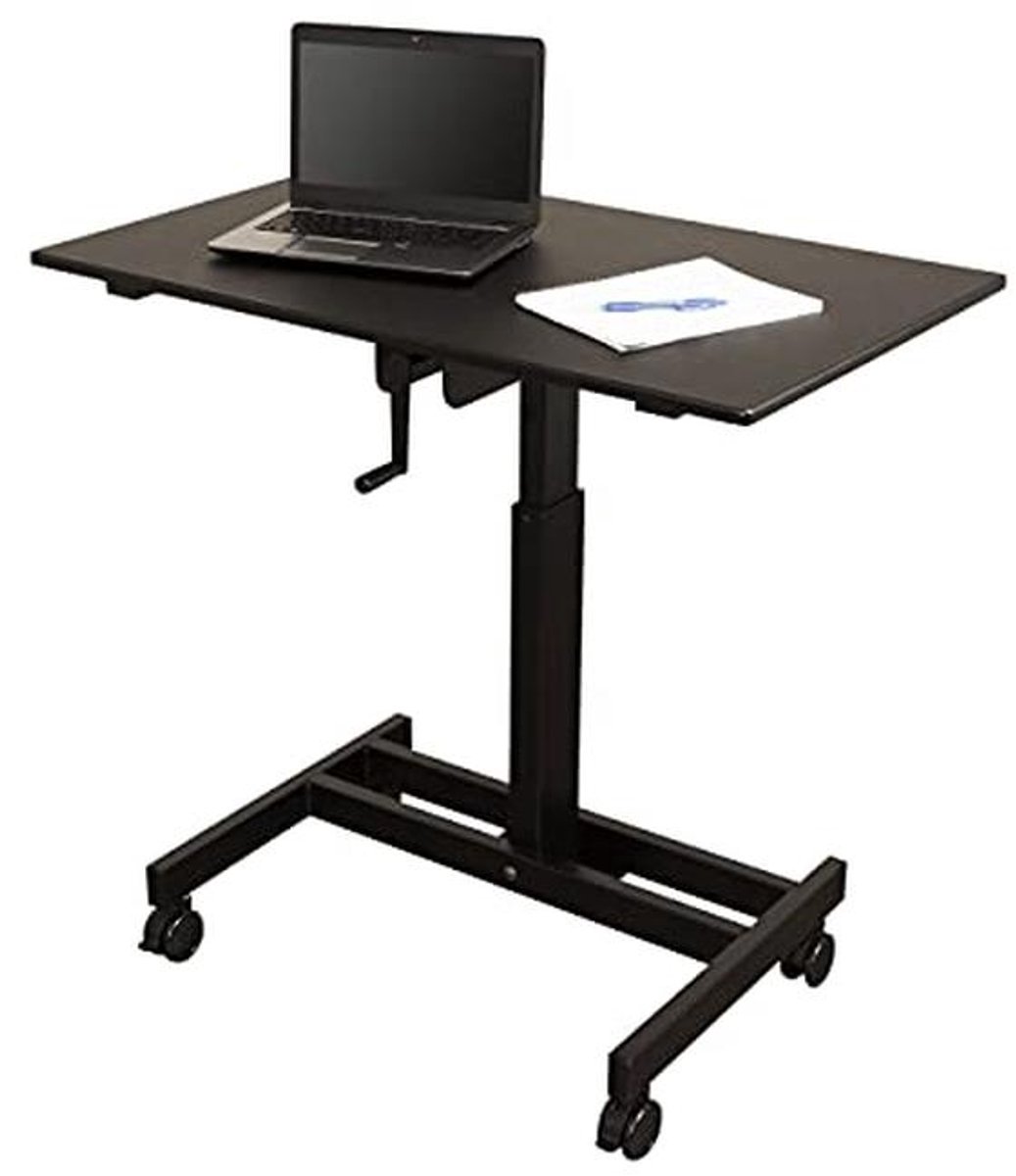 Verstelbaar Bureau met Stand-Up Mechanisme (100 cm, Zwart Frame/Blad)