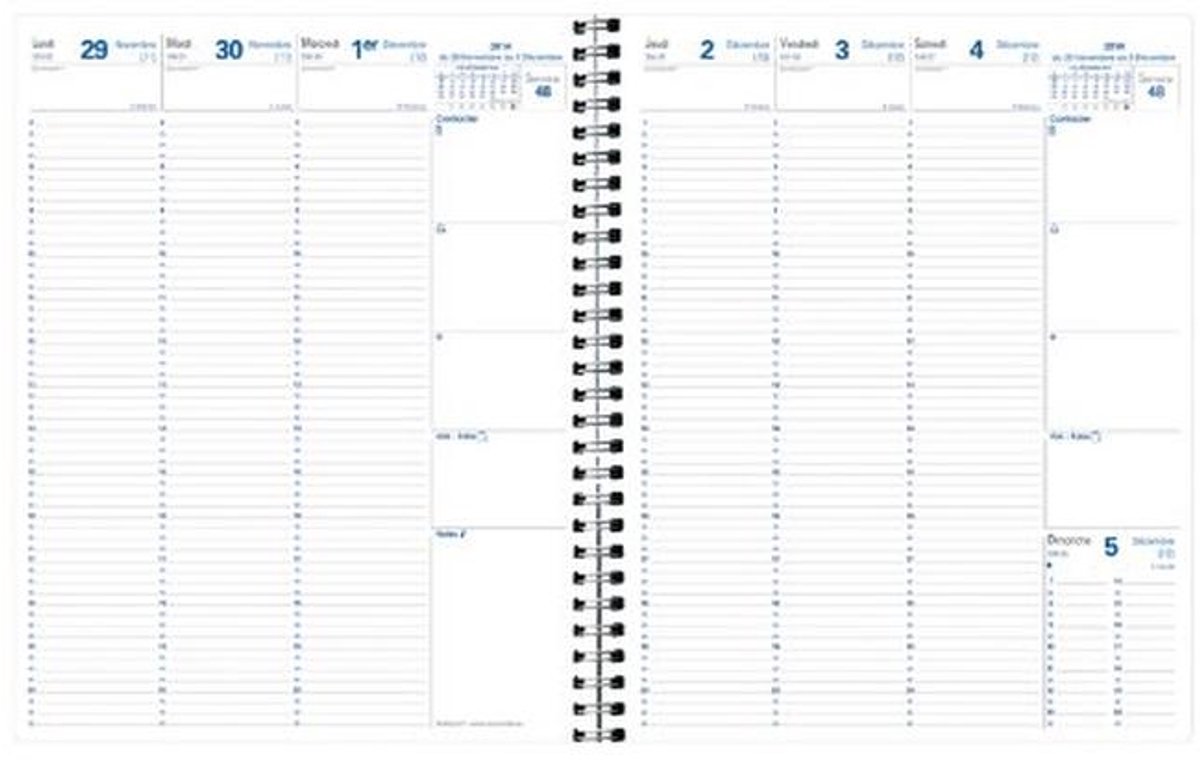 Navulplanner Spiraal 2025 - Weekoverzicht - 13 Maanden van December tot December - 24x30 cm - Wit Clairefontaine Papier