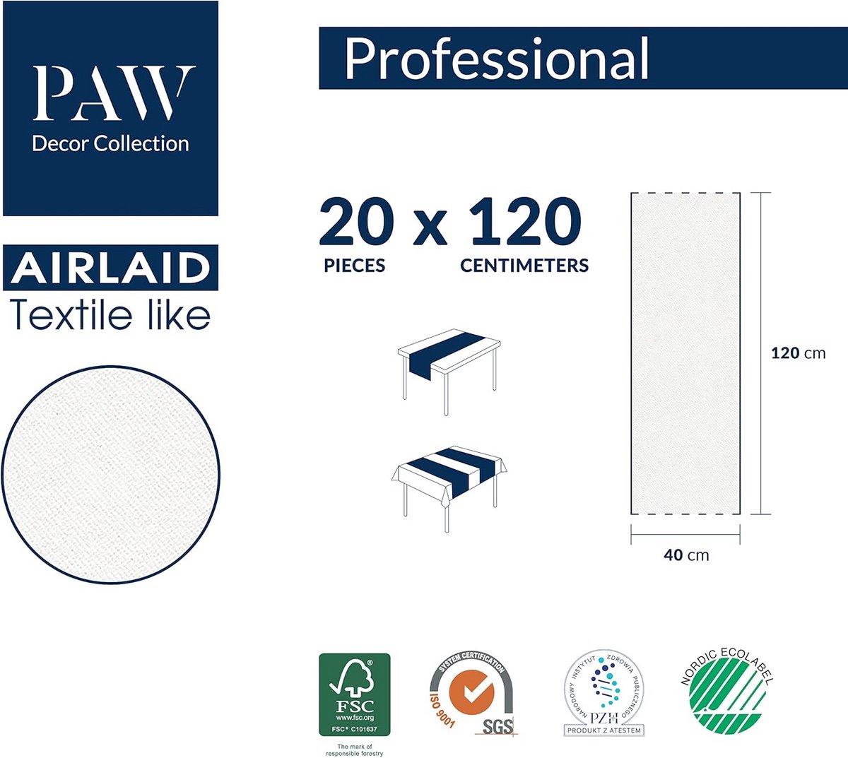 Luxe Airlaid Tafelrunner 40 x 2400 cm voor Feestelijke Decoratie