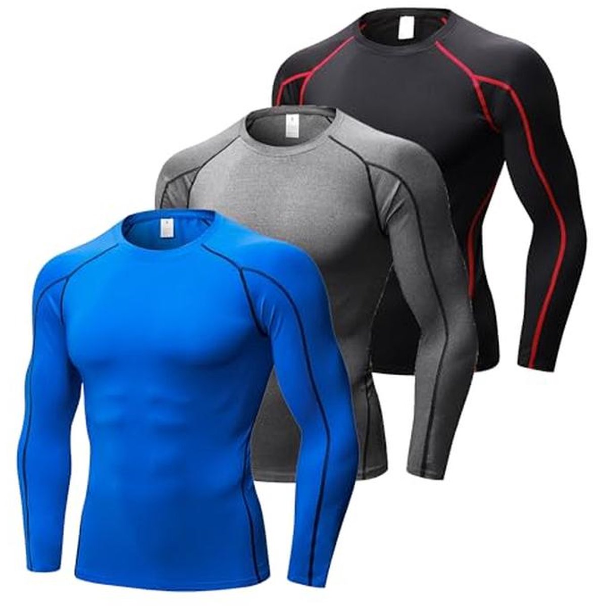 Compressie Shirts voor Mannen Lange Mouw - Sneldrogende Atletische Basislaag voor Workout en Running