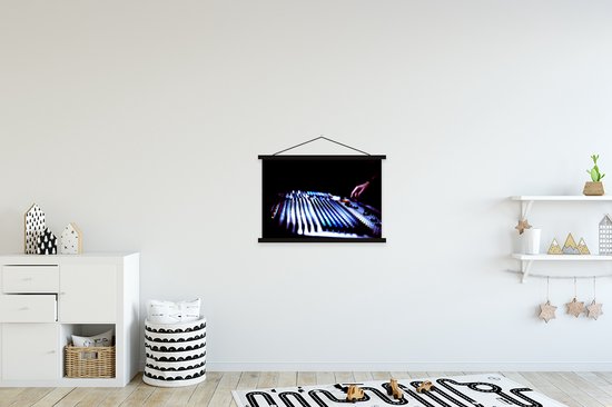 Console de mixage dans le noir plaque d'école lattes plates noir 60x40 cm - Tirage photo sur affiche textielposter (décoration murale salon / chambre)