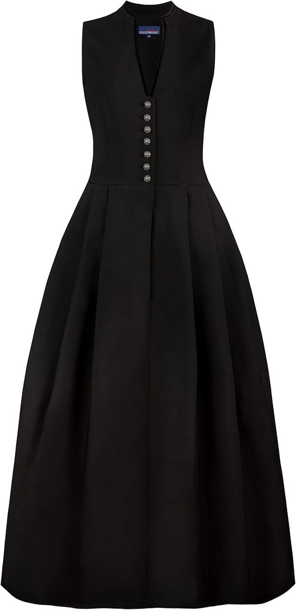 Lange Zwarte Dirndl Jurk Zonder Schort voor Dames - Traditionele Klederdracht Stijl