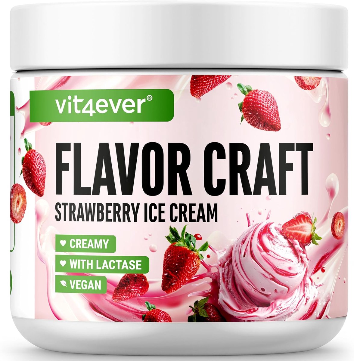Vit4ever - Flavor Craft - Smaak Aardbeienijs – 250 g – Heerlijke zoetheid – Veelzijdig smaakpoeder voor voeding & dranken – Flavor Powder