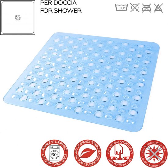 Antislip Douchemat met Zuignappen 50x50 cm Hars Lichtblauw — afbeelding 4