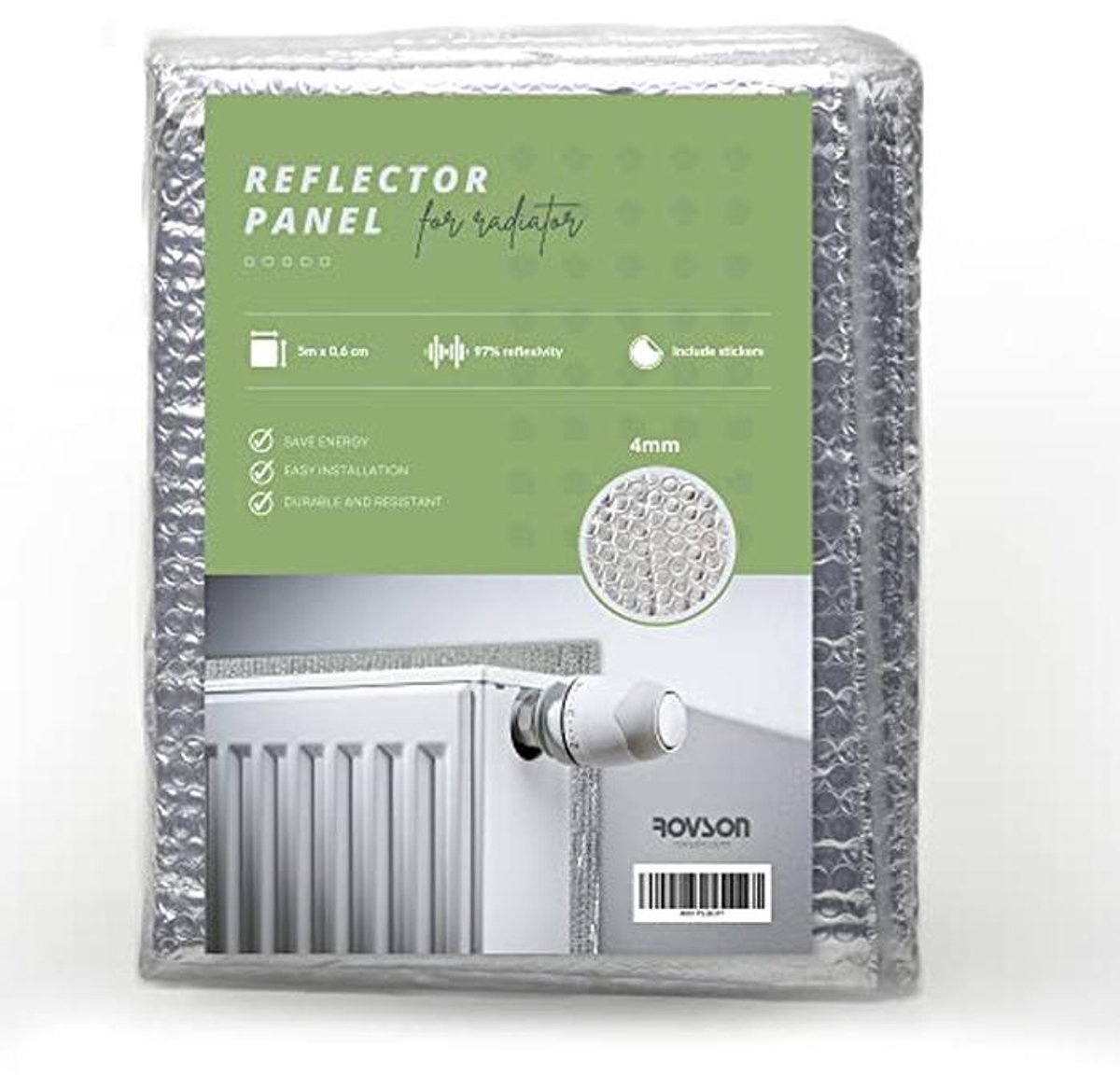 Isolatie Radiatorfolie 5x0,6m (4mm) Noppenfolie voor Energie-efficiëntie