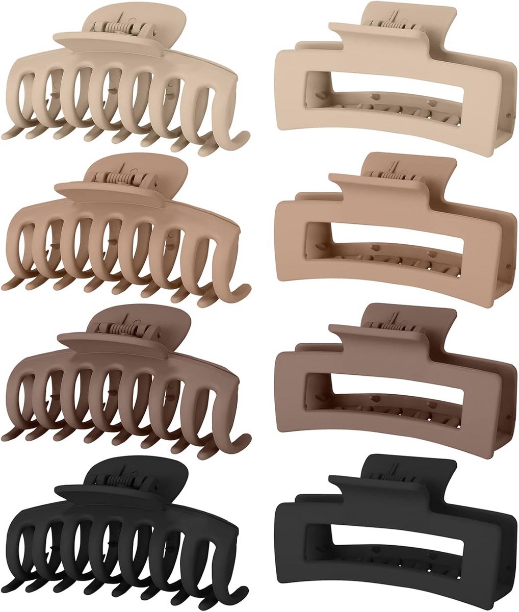 Grote Haarclips 8 Delige Set voor Dik Haar - Sterke Anti-Slip Klemmen