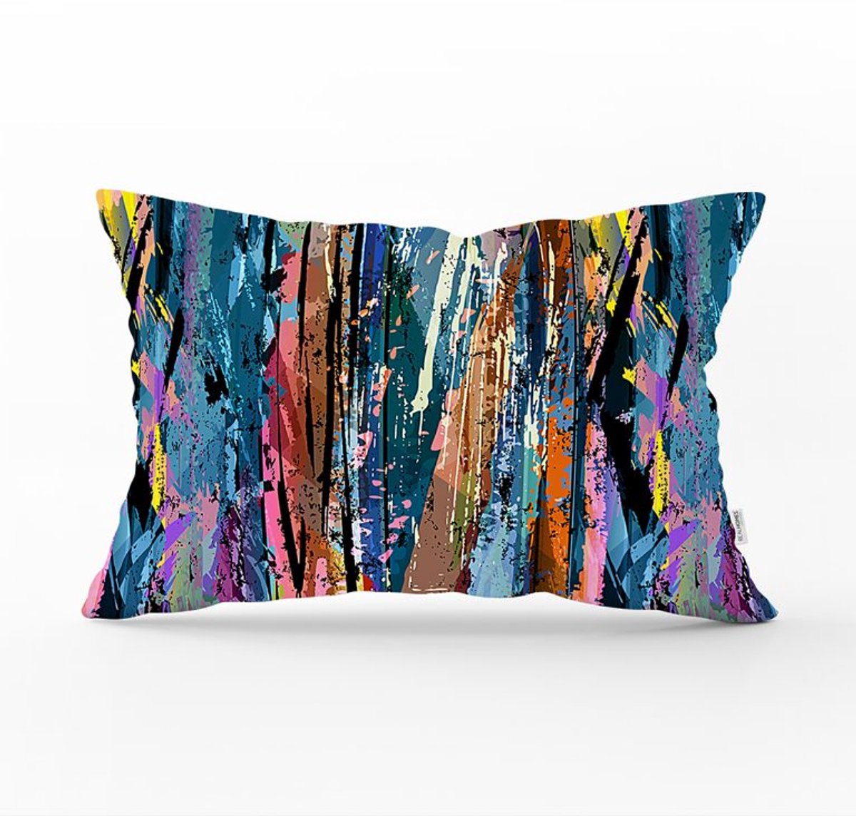 De Groen Home KUNST Sierkussen Velvet - 30x50 cm - Waterverf - Inclusief binnenkussen Blauw