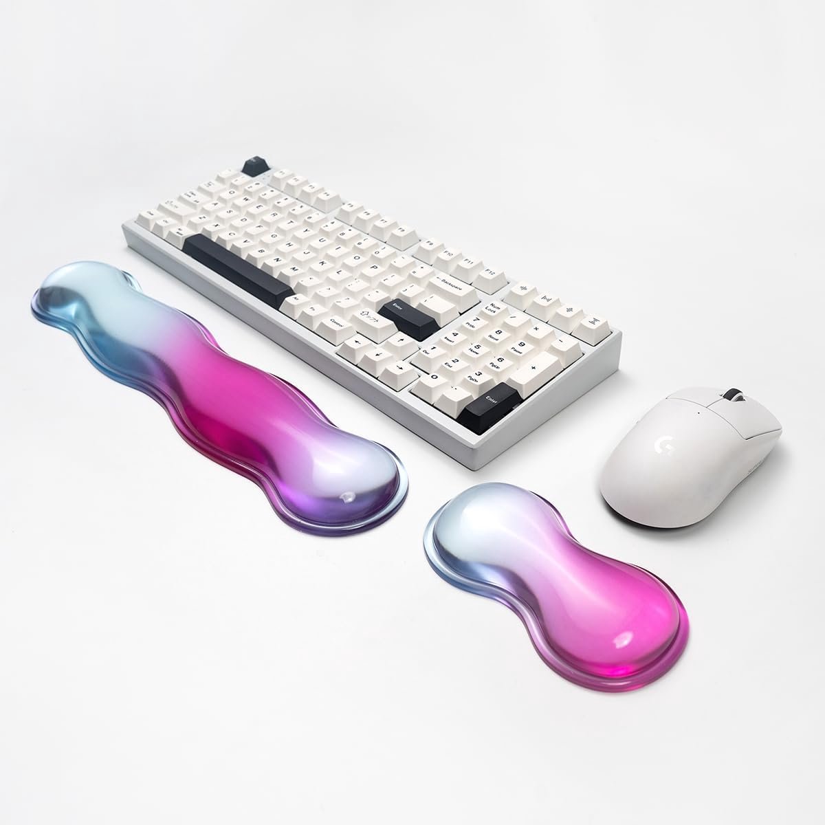 Ergonomische Polssteun Set voor Toetsenbord en Muis met Siliconen Gel - Blauw Paars