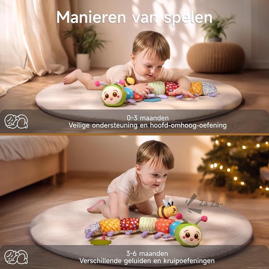 Sander Shop Baby Speelgoed 0 3 6 Maanden Rups Montessori Zintuiglijk Baby Pluche Speelgoed met Rammelaar, Bijtring, Knisperpapier van Sander Shop — afbeelding 4
