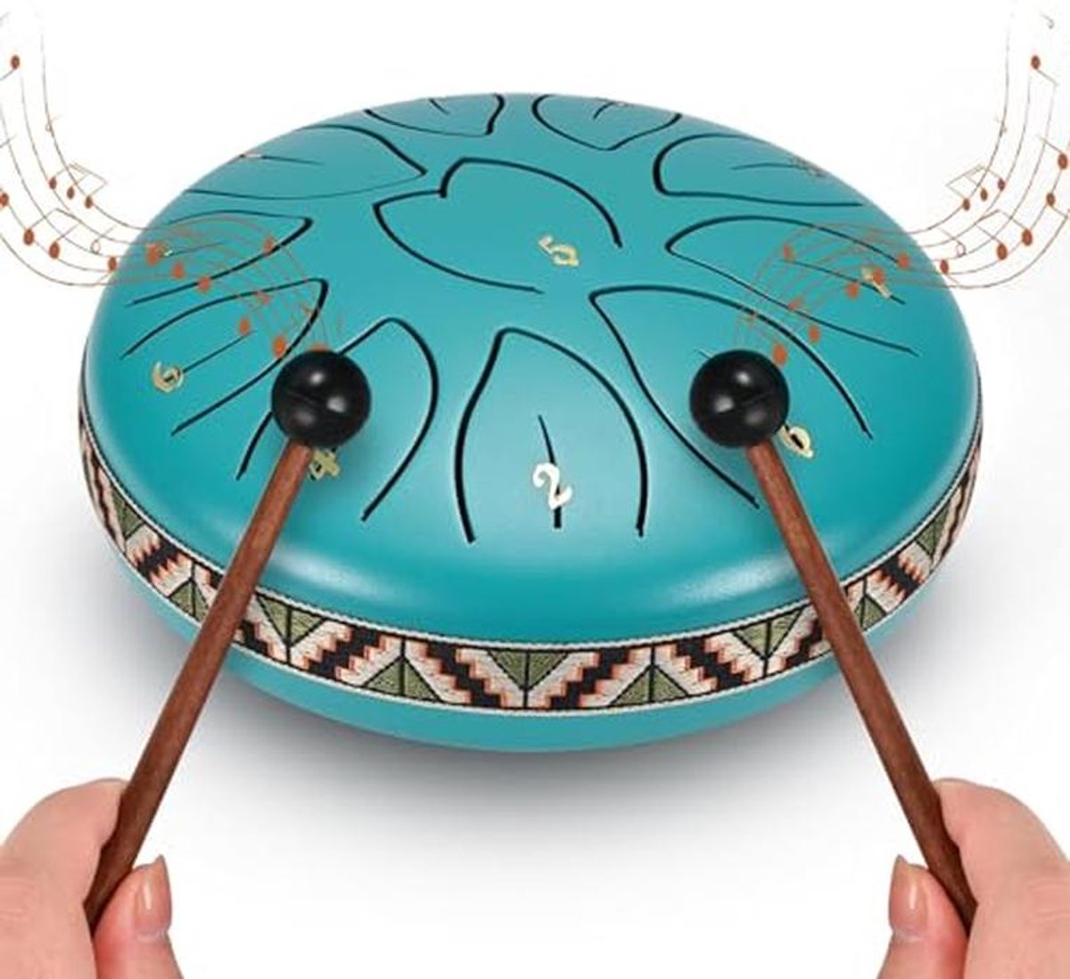 Stalen tongtrommel 15 cm met 11 noten - Handpan voor meditatie en muziek