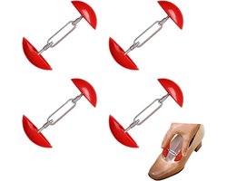 4 stuks verstelbare schoenstretchers voor dames - rode mini-schoenboom, schoenbreedteverlenger, schoenvormer voor brede voeten - ideaal voor sandalen met hoge hakken, lederen schoenen, Rood