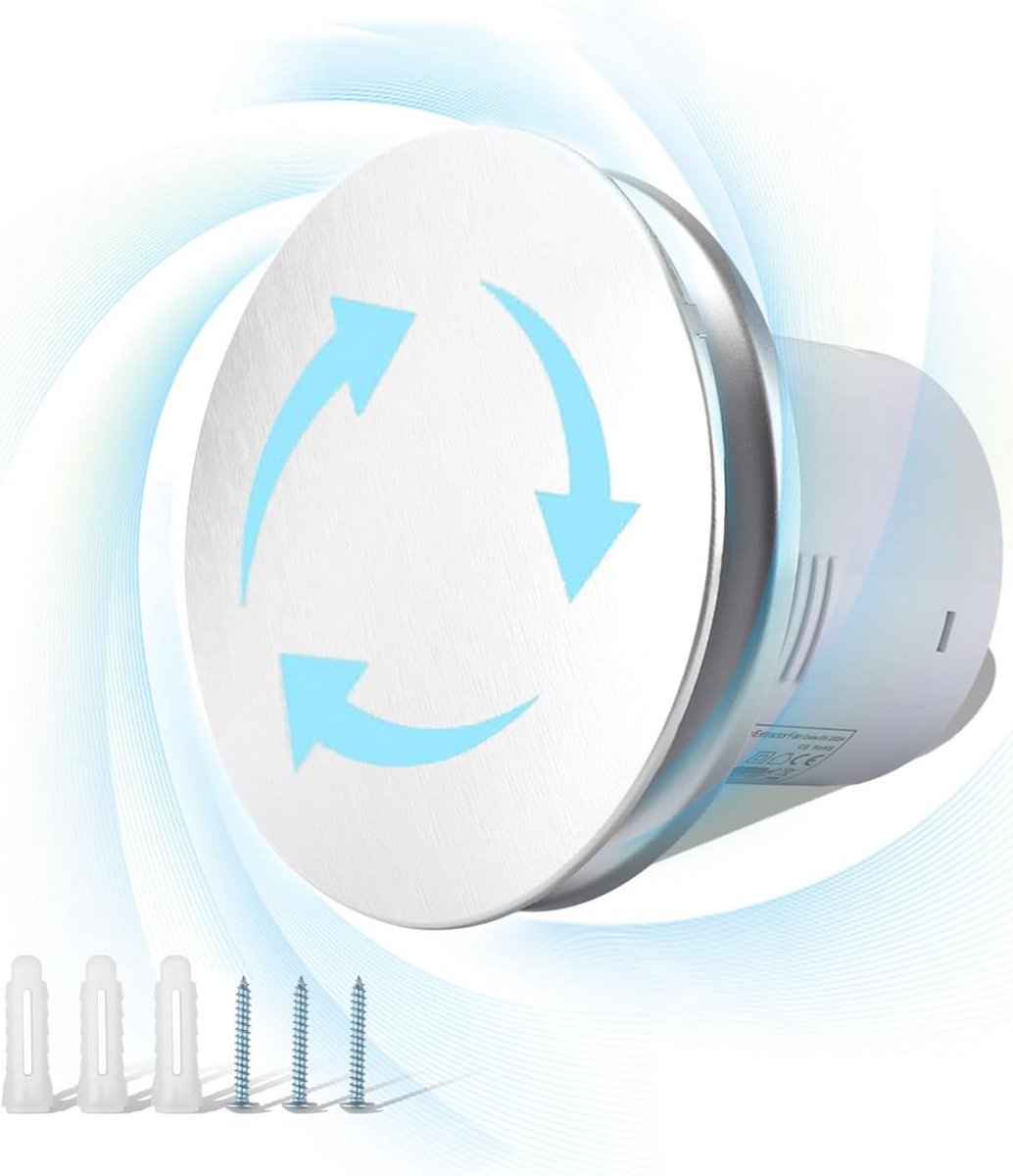 Stille Wandafzuigventilator 99 mm met Terugslagklep voor Badkamer, Keuken en Slaapkamer