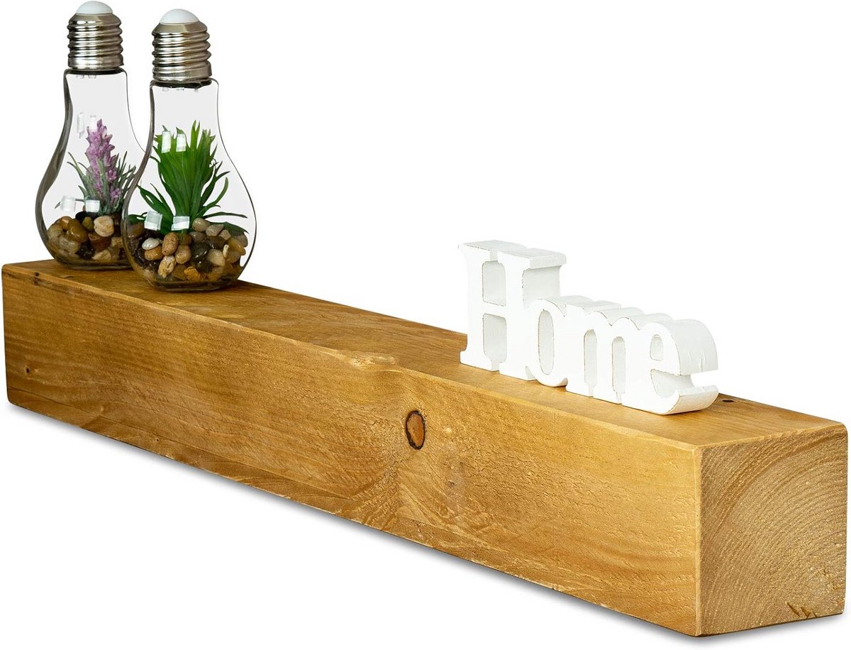 Massief Houten Wandrek 80x10cm Rustieke Eiken Look