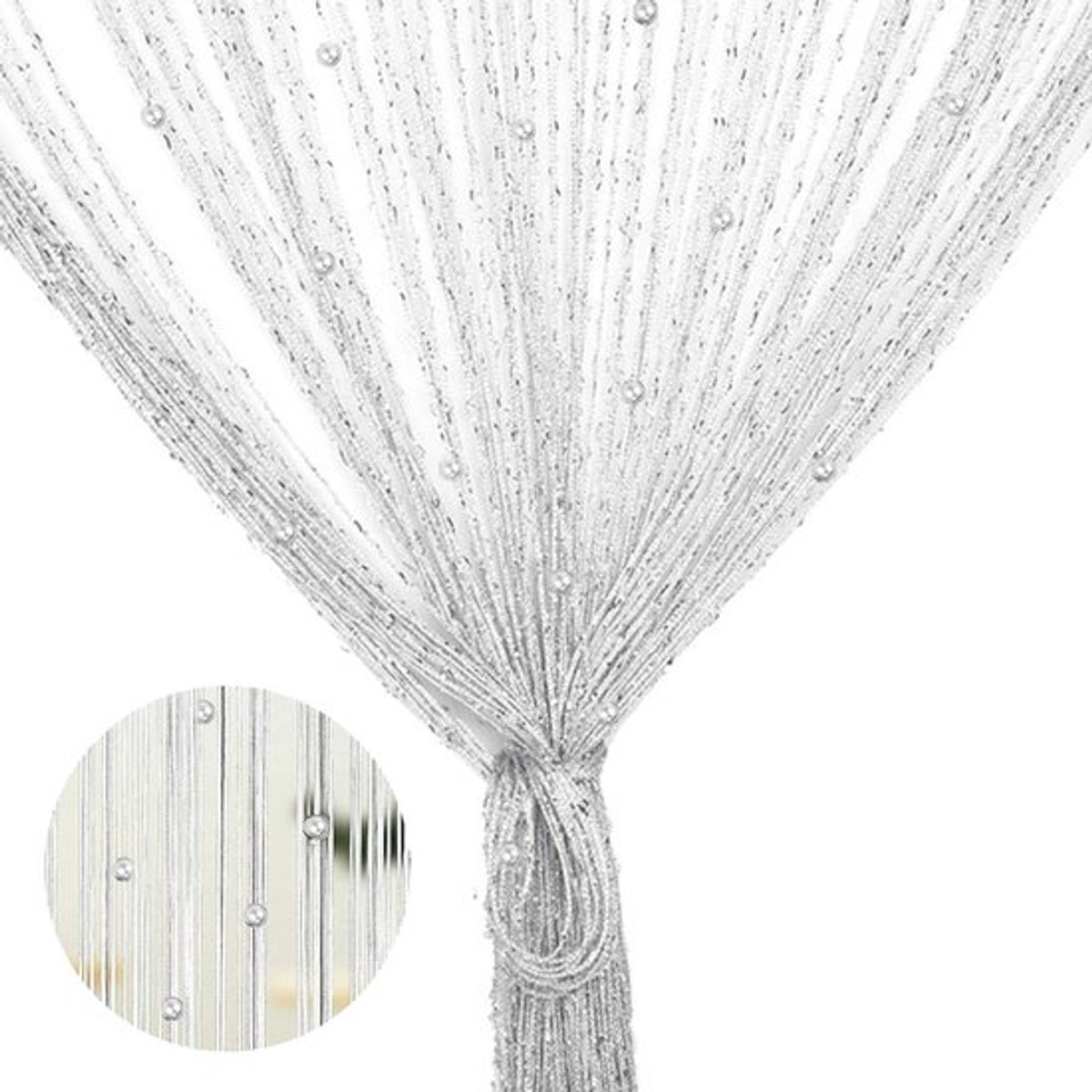 Draadgordijn met parels, insectenwerend, vliegenwerend - Wit - 100 x 200 cm