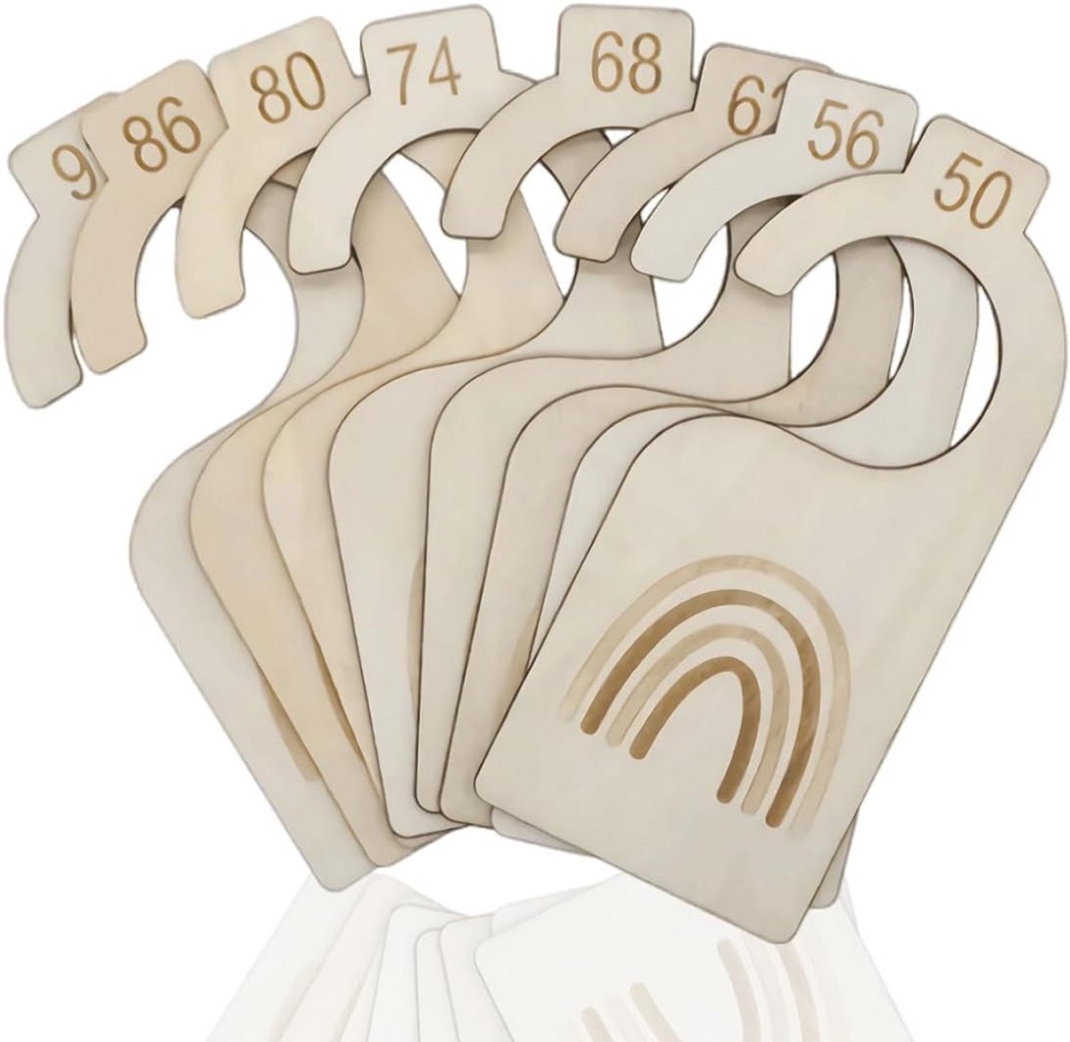 8-Delige Set Baby Garderobe Verdelers Hout Kledingkast Organizer Maat 50-92 Regenboog