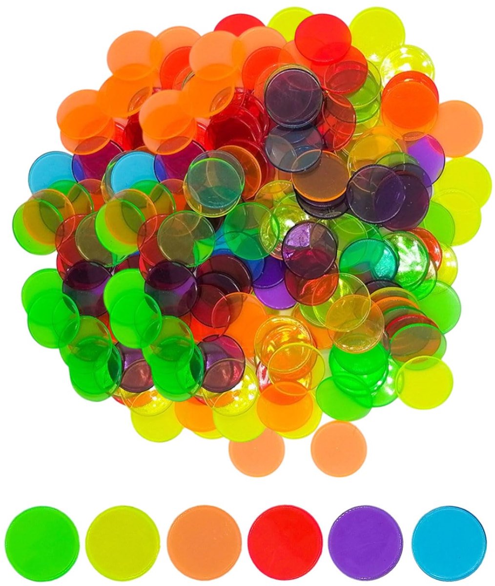 IMPERATORIS® Bingo Fiches - Telchips - Transparante Fiches voor Bingo en Tellen - Plastic Markeerfiches - Educatief Speelgoed - 19 mm - 100 Stuks - transparante Meerkleurig