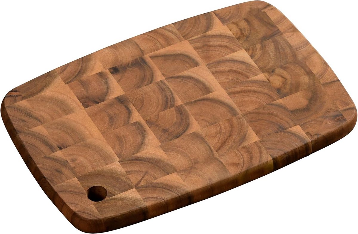 Professionele Snijplank Acaciahout 32x22 cm met Ophanggat - Duurzaam Houten Serveerplank